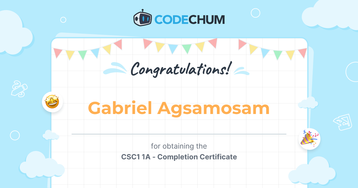 Codechum Python Programming 1 certificate